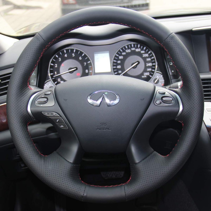 Loncky Auto Custom Fit Black Genuine Leather Black Suede Steering Wheel